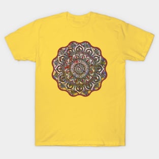 Digital Fluid Art Design from Original Flip Cup Technique - Colorful Mandala T-Shirt